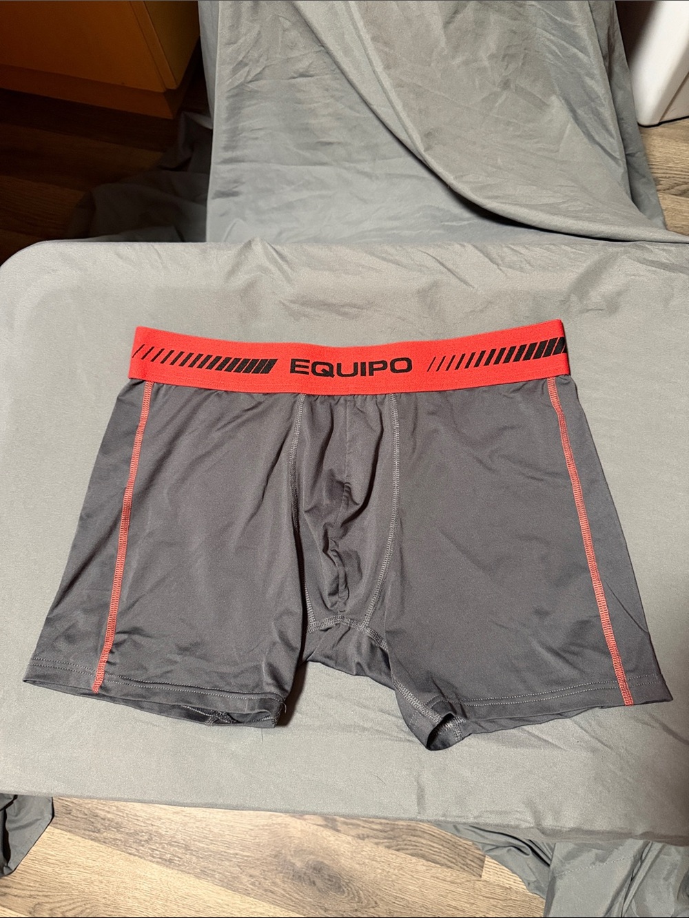 Men’s Gray Boxer Briefs with Red Waistband